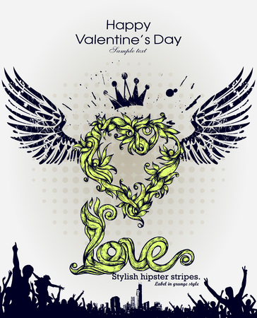 Grunge banner with an inky dribble strip with copy space. Abstract background for party. Valentain dayのイラスト素材