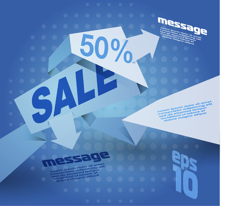 Sale shopping background and origami label for business promotion discount saleのイラスト素材