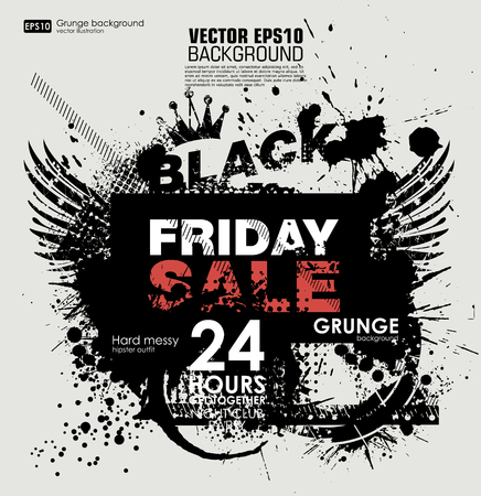Grunge Black Friday. Abstract dirt backgrounds texture. Grunge banner with an inky dribble strip with copy space. Abstract background for Black Fridayのイラスト素材
