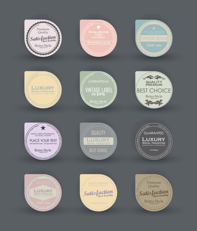 Sale design round elements. Label for black friday discount. Set vintage label design. Vector badges, labels, emblems, signs, medals and promotional stickers collection. Premium quality, 100% quality.のイラスト素材