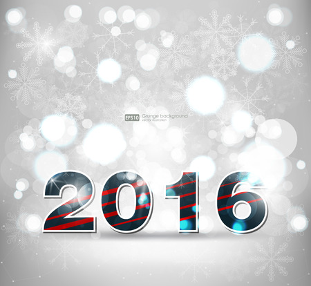 2016 New year text on christmas baublesのイラスト素材