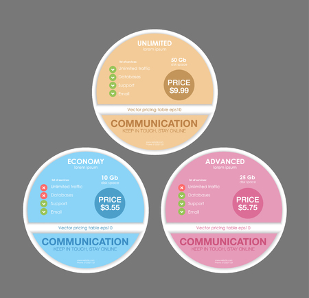 special offer stickers set. round banner tariffs. Pastel pricing table, banner, order, box, button, list and bullet with plan for website in flat designのイラスト素材
