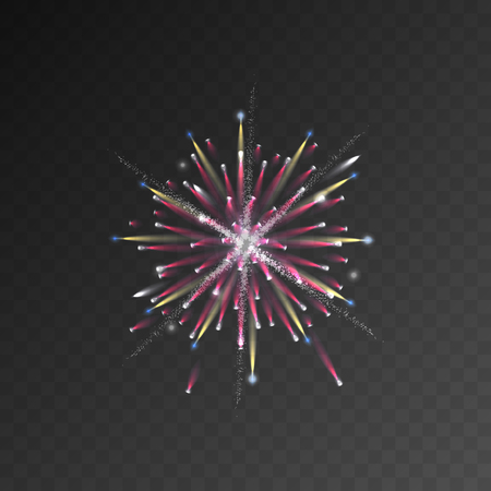 Festive patterned firework bursting sparkling pictogram against transparent mesh. Background abstract vector isolated illustrationのイラスト素材