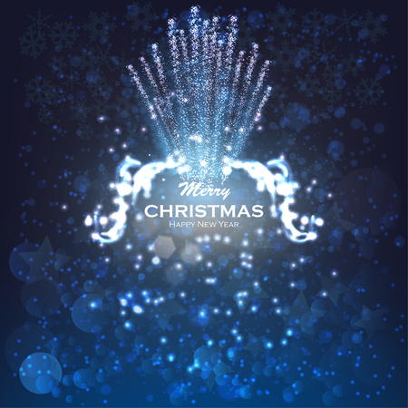 Festive firework rockets bursting in big sparkling star balls poster with dark background abstract vector illustrationのイラスト素材