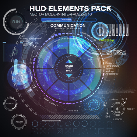 HUD background outer space, infographic elements, futuristic user interface.のイラスト素材