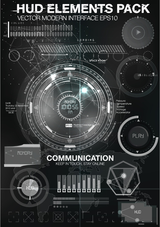 HUD background outer space. infographic elements. futuristic user interface. Vector science Polygonal background. Black and white infographic elements. futuristic user interface HUDのイラスト素材