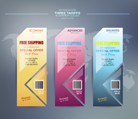 Set web banners. interface for the site. ui ux vector banner for web app. Pastel pricing table, banner, order, box, button, list and bullet with plan for website in flat designのイラスト素材