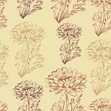 Beautiful pattern with flowers in retro style, for use in textile and printed form. Pattern for wallpaper. Retro floral seamless backgroundのイラスト素材