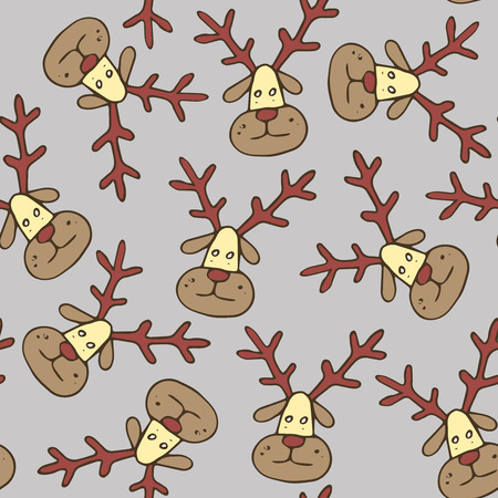 New year, winter and fun seamless pattern. Children's drawingのイラスト素材