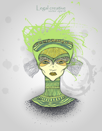 Wallpaper sketch, beautiful grunge girlのイラスト素材
