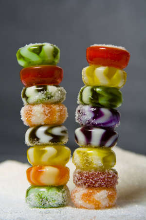 two candies posts with sugarの写真素材