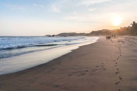 Beautiful sunset at the beach in Mazunte, Mexicoの写真素材