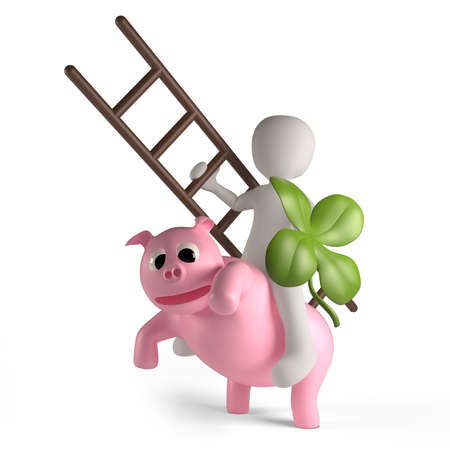 A lucky charm can be a clover, a pig or a rider as a chimney sweepの写真素材