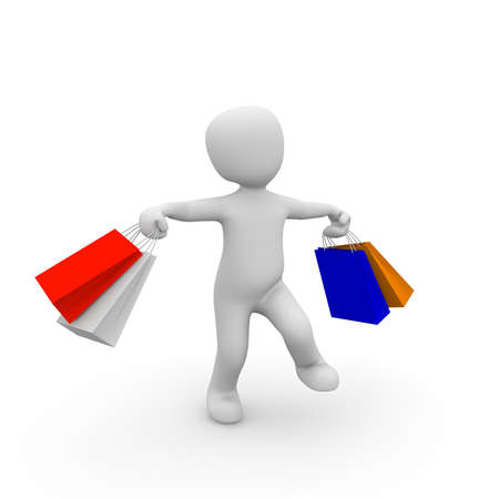 Have fun shopping with full shopping bagsの写真素材