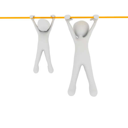 A 3D character pull-up witt a child.