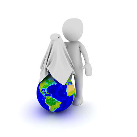 a 3D character presenting the world.の写真素材