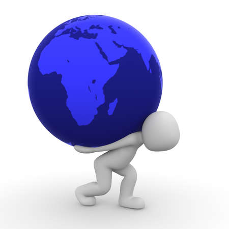 The world with all its load is lies on our back.の写真素材