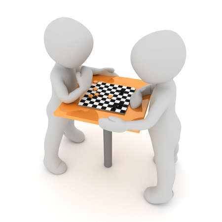 Two chracter are playing chess の写真素材