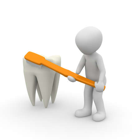 A character very much like brushes his teeth.