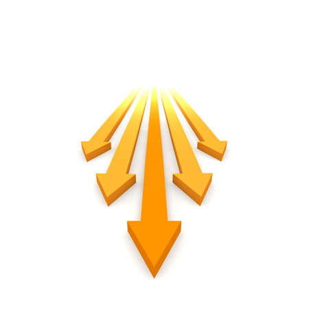 The orange arrows show the way to success in the working world.の写真素材