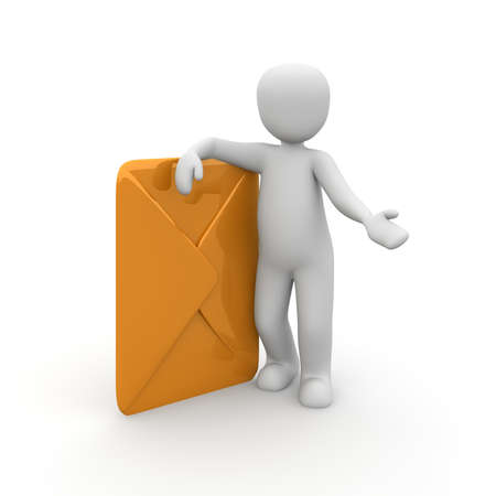 The character over to his neighbors the post he has received.の写真素材