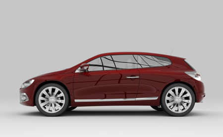 Finally the long awaited, new dark red car is out.の写真素材