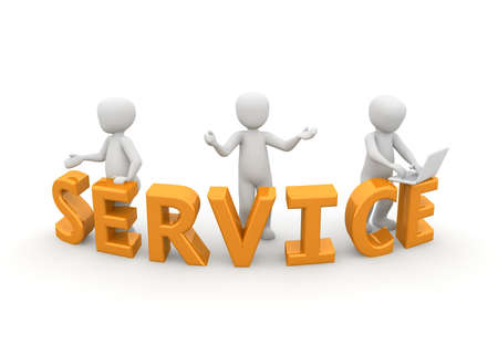 The three characters offer us a good service の写真素材