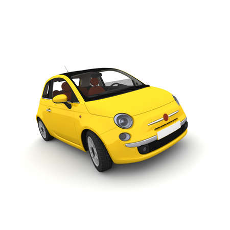 The yellow car is now ready for sale の写真素材