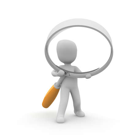 The character has with the help of a large magnifying glass found me.の写真素材