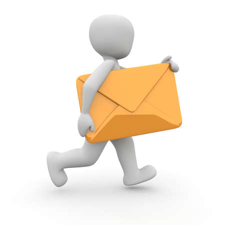 The character has received a letter and is happy about it.の写真素材