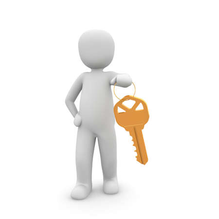 The character has found a key to a door.の写真素材