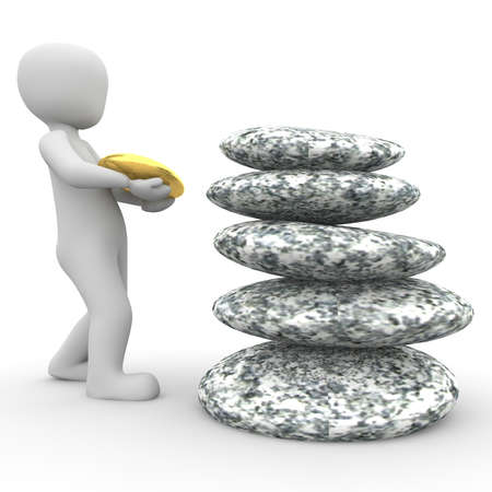 The golden stones are asian lucky charms and a soothing massageの写真素材