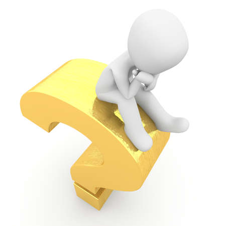 The golden question mark in search of an answer.の写真素材