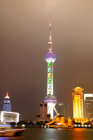 night view shanghaishot bund many new building added.It's now become shanghai's new landmark Note:...