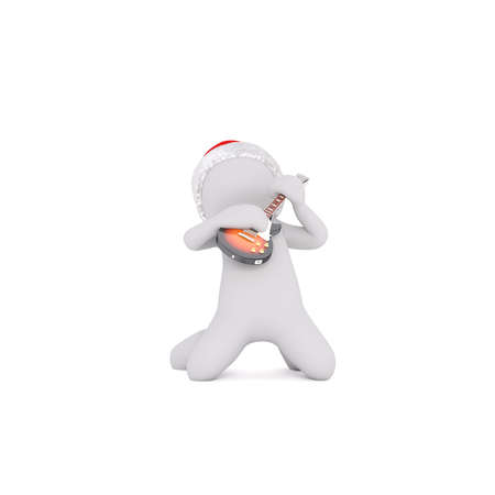 Little 3D character in santa hatの写真素材