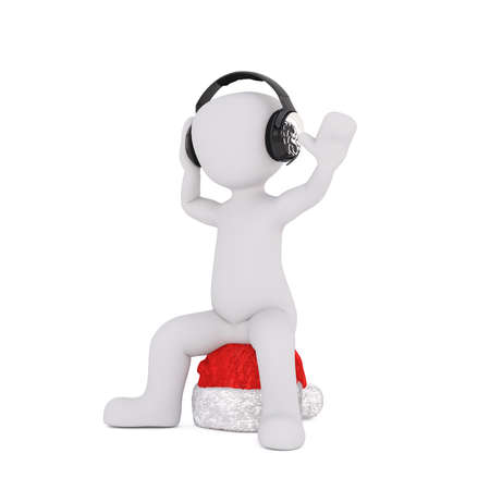 3D human figures in Christmas theme over whiteの写真素材