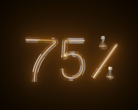 percent of light bulb 3d illustration 3d,background,blackの写真素材