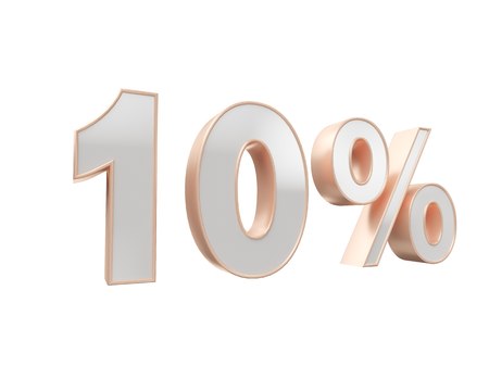 White gold, copper fifty percent, isolated on white background shopping,  sign,  symbol,  tag,  tender,  text,  white  . 3d illustration Rendererの写真素材