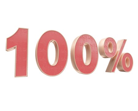 Red gold digit percent discount 3d render. White background price,  promotion,  rate,  red, ...