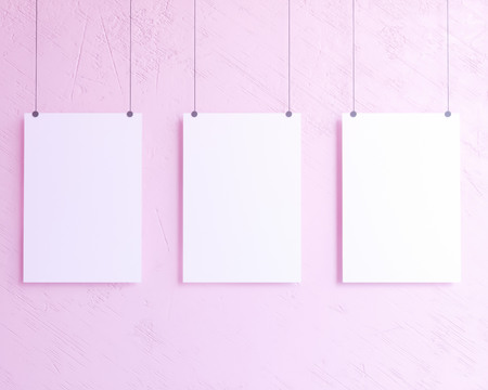 Poster Mock-up, Mock-up Template On Isolated White Background, 3D Illustration.の写真素材