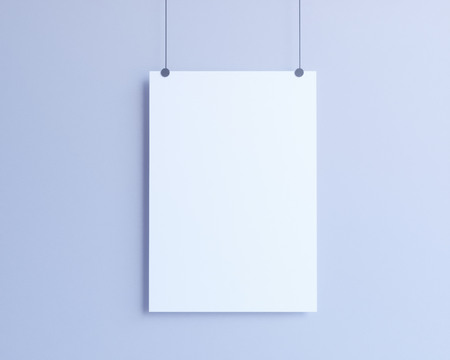 Poster Mock-up, Mock-up Template On Isolated White Background, Ready For Your Design, 3D Illustration. three,  up,  wall,  white,  yellowの写真素材