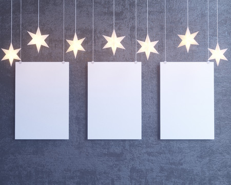 Poster layout, template template on black and white background, with stars ready for your design, 3D...