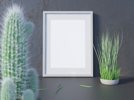 Mock up, hipster background, 3d illustration poster,  render,  rendering,  retro,  room,  style,  table,  template,  up,  wall,  white,  wood,  woodenの写真素材