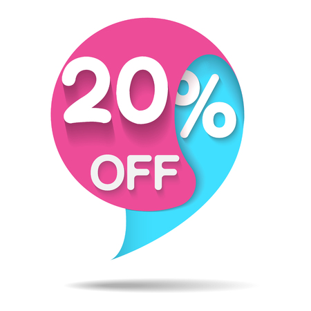 Special offer sale with 20% off in pink and blue colors.のイラスト素材