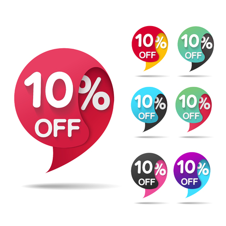 Special offer sale, vector illustration. Discount offer price label, symbol for advertising campaign in retail, sale promo marketing, 10 off discount sticker, ad offer on shopping dayのイラスト素材
