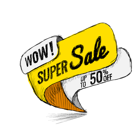 Super Sale, this weekend special offer banner, up to 50 off.のイラスト素材