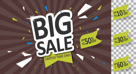 Big Sale, Mega. this weekend special offer banner, up to 10 30 50 60 off. Vector illustration.のイラスト素材