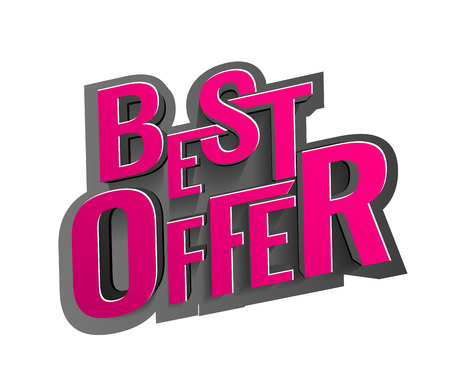 Best Offer 3D Text Colorful Poster. up to 50 off, vector illustration.のイラスト素材