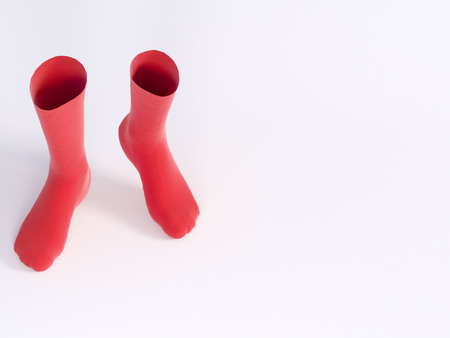 White socks, socks mockup 3d rendering illustration  template,  tennis,  textile,  up,  warm,  wear,  whiteの写真素材