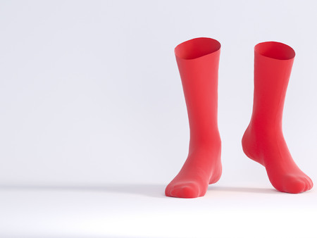 White socks, socks mockup 3d rendering illustration  template,  tennis,  textile,  up,  warm,  wear,  whiteの写真素材